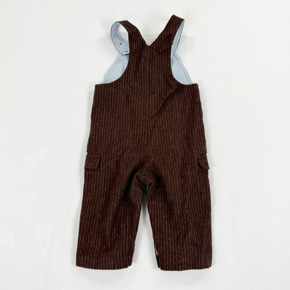 Gymboree Boy's Pinstripe Wool Blend Cargo Overalls 9-12 Months Brown